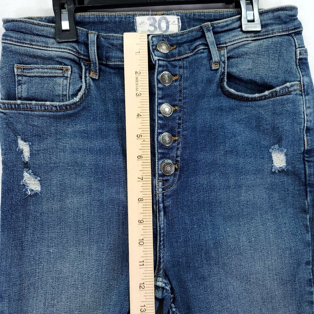 We the Free Cropped Jeans Women’s 30 Skinny Wash High Rise Button Fly Distress - Picture 4 of 13